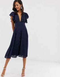 DESIGN Curve midi dress with lace godet panels at ASOS